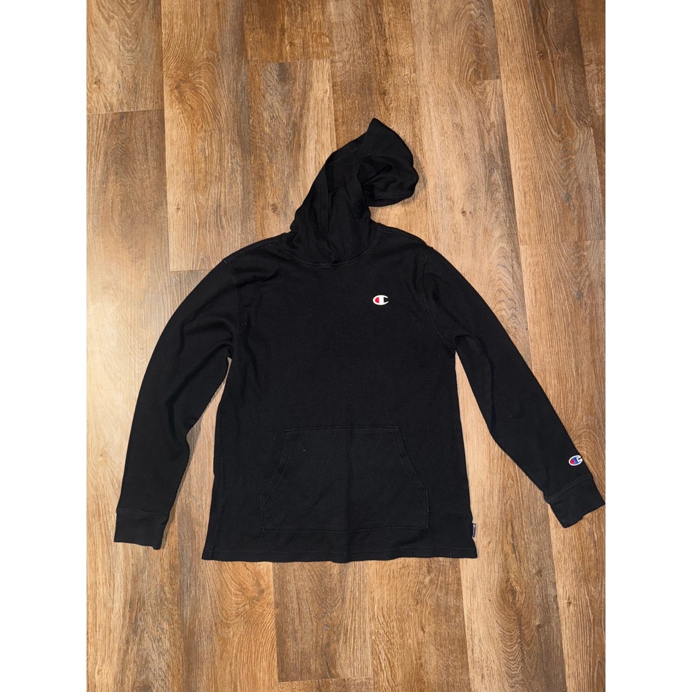 Champion Men Black Long Sleeve Hooded Sweatshirt Hoodie‎ Size M